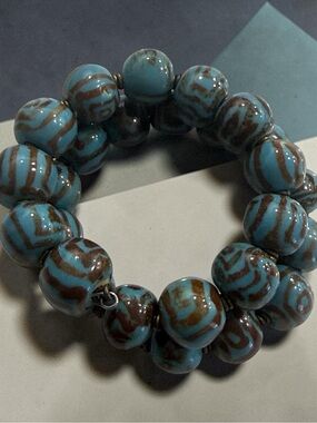 Turquoise and Brown Beaded Bracelet